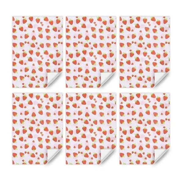 Papel de regalo de fresas para niñas y niños 6 hojas_4