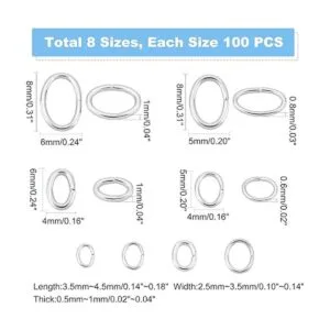 PH PandaHall 800 anillos de salto ovalados de 8 estilos_6