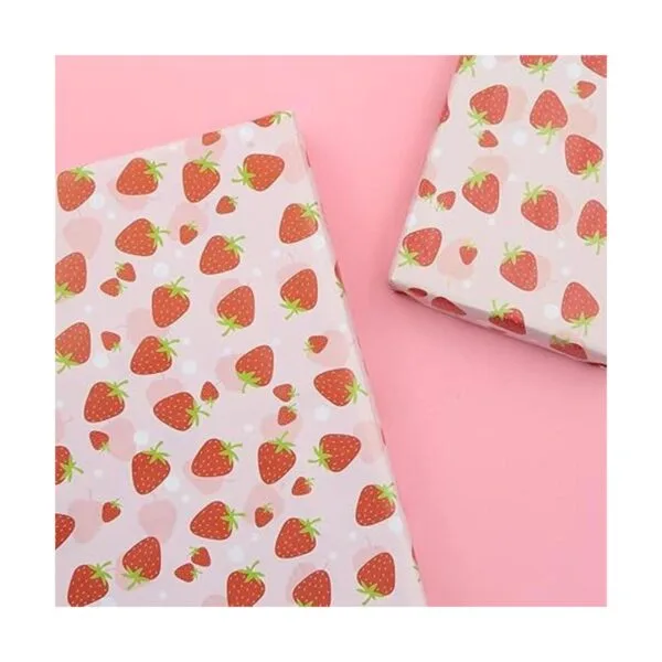 Papel de regalo de fresas para niñas y niños 6 hojas_6