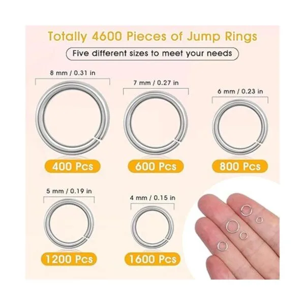 Anillos de salto para hacer joyas 4600 piezas de plata_2