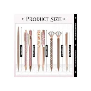 Juego de 8 bolígrafos de color oro rosa con purpurina de_2