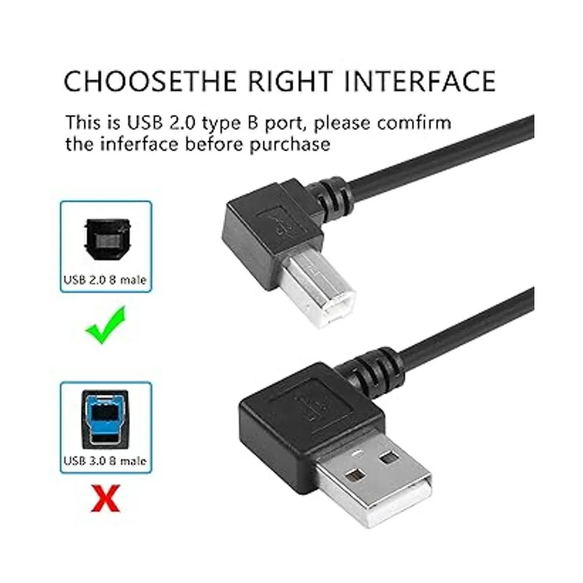 CERRXIAN Cable de impresora USB A a B de 90 grados ángulo_2