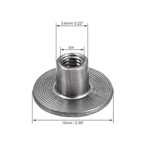 uxcell Tuerca en T de acero al carbono M4 x 0.591 x 0.043_2
