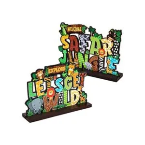 Blulu Safari Jungle Animales Party Signs Jungle Theme_1