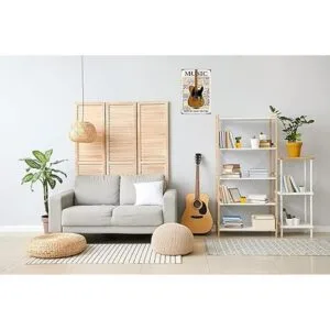 Letreros de metal de guitarra vintage con música rock_2