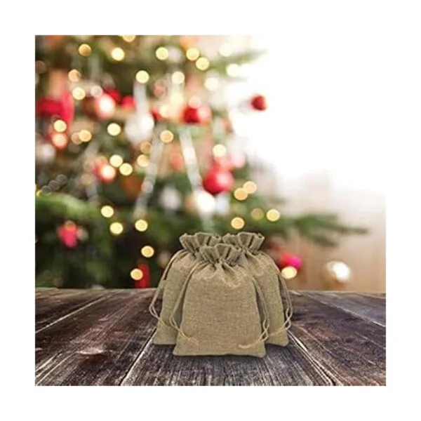 TheDisplayGuys Paquete de 12 bolsas de arpillera de lino_5