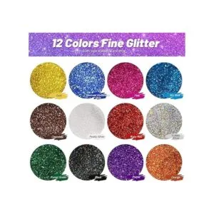 FANDAMEI Juego de 12 tarros de purpurina de 12 colores_3
