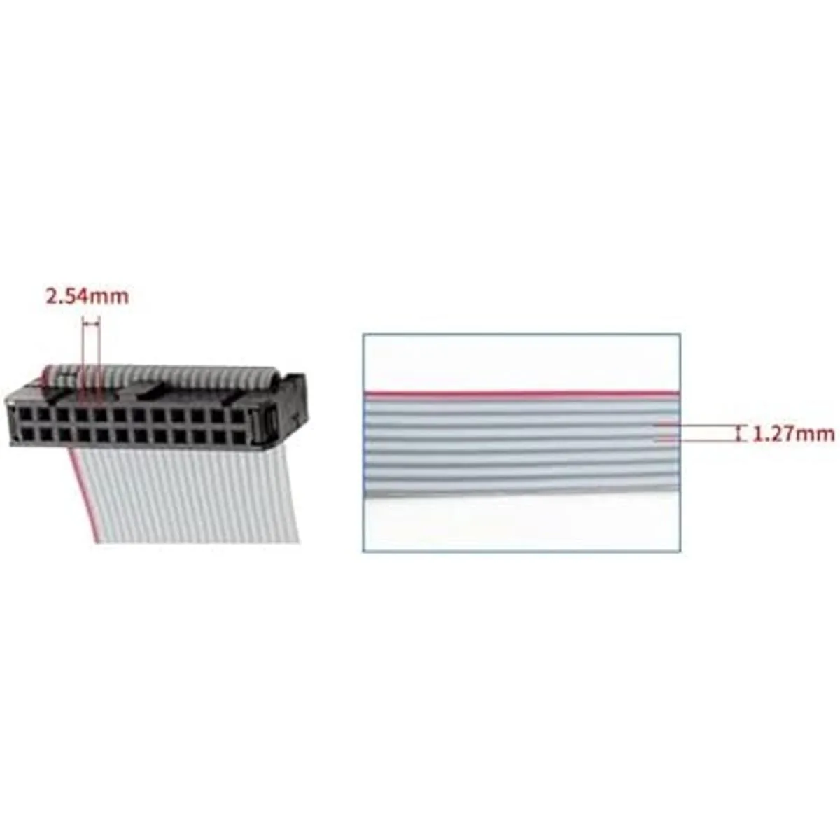 Fielect 2 conectores IDC de 34 pines de alambre gris_3
