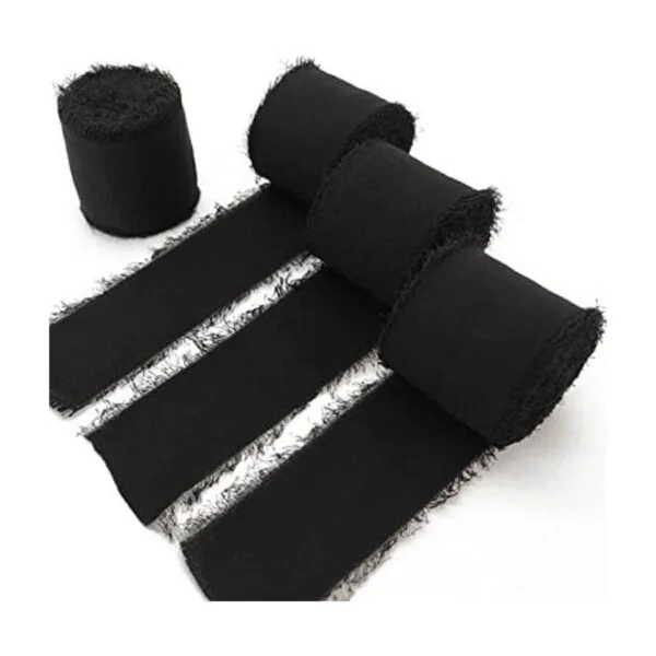 TONIFUL 4 rollos de cinta de seda de gasa negra de 112_1