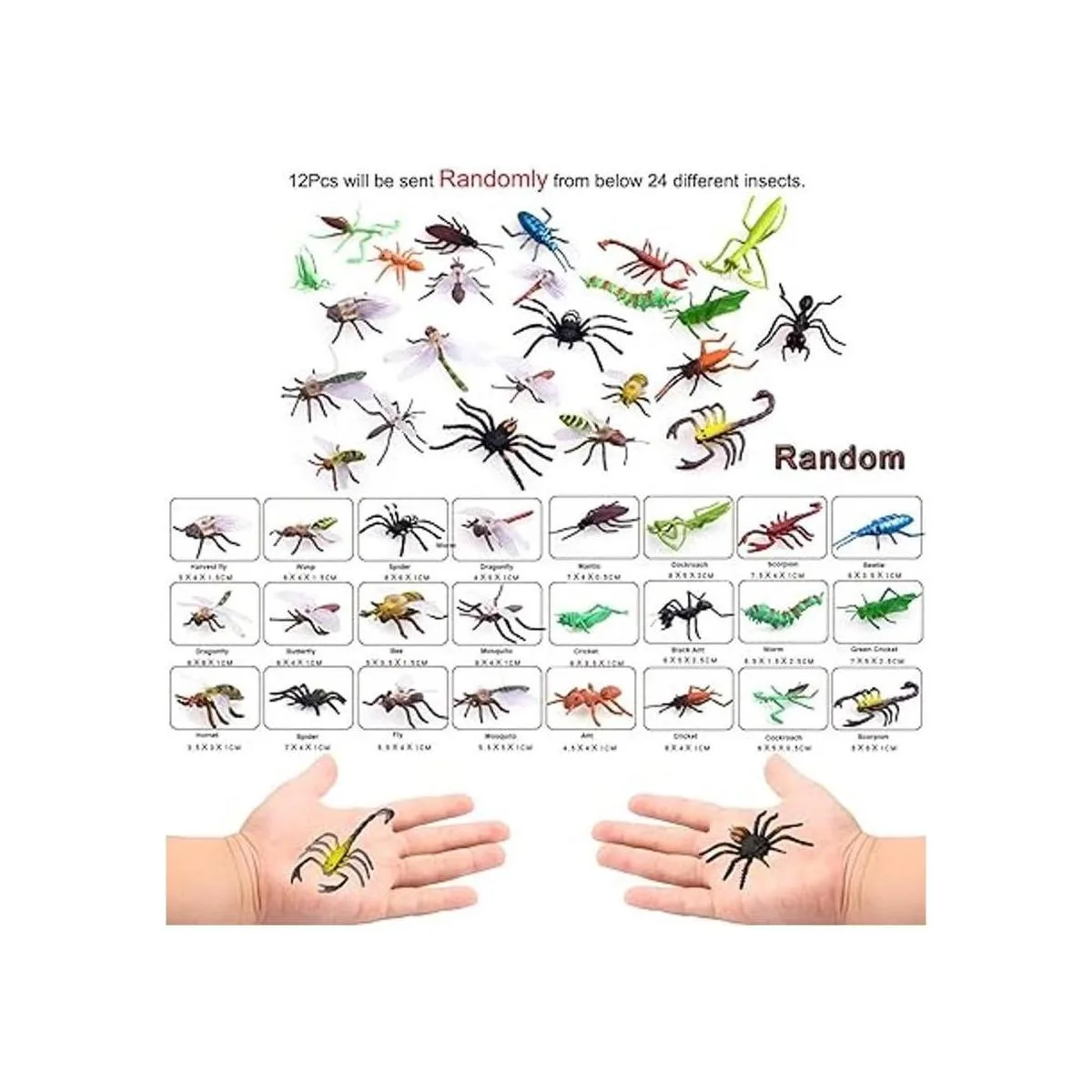 Pinowu Juego de 27 figuras de juguete de insectos falsos_3