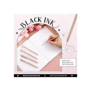 Juego de 8 bolígrafos de color oro rosa con purpurina de_3