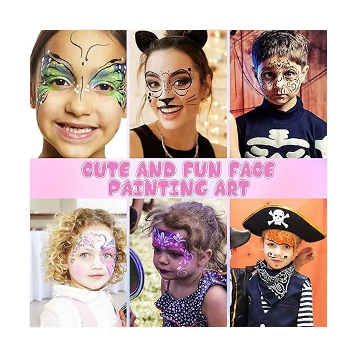 Marspark Juego de 24 plantillas de pintura facial de_5