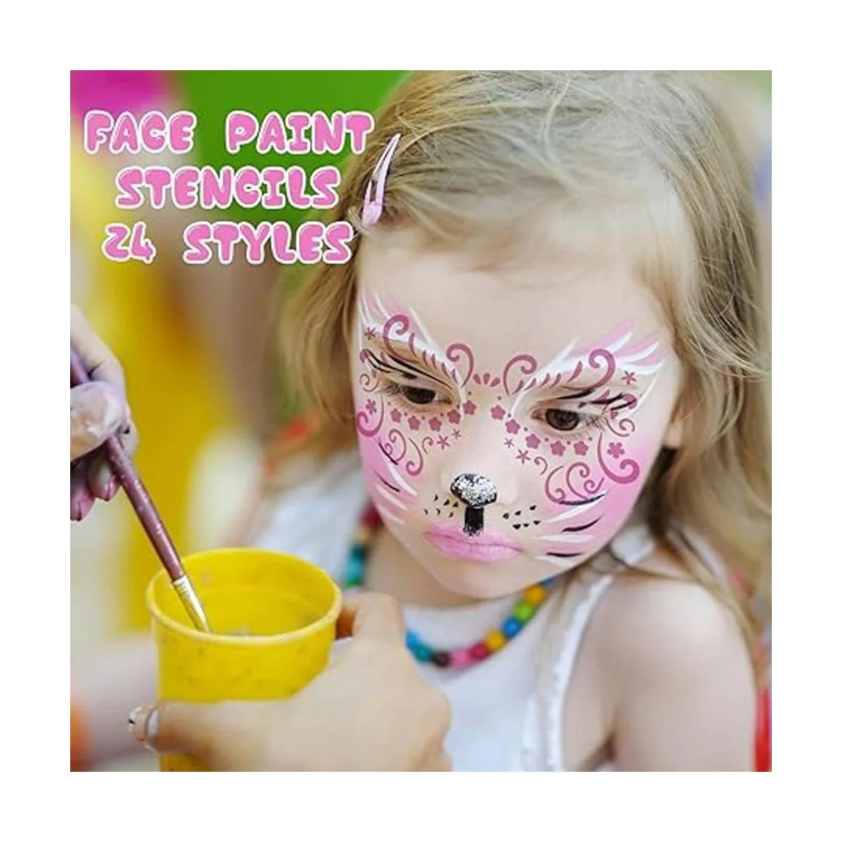 Marspark Juego de 24 plantillas de pintura facial de_2