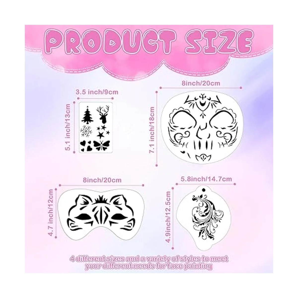 Marspark Juego de 24 plantillas de pintura facial de_3