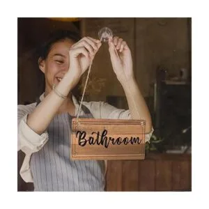 Letrero de baño de granja para colgar en madera para_4