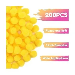 Caydo 200 pompones amarillos 1 pulgada de arco iris_2