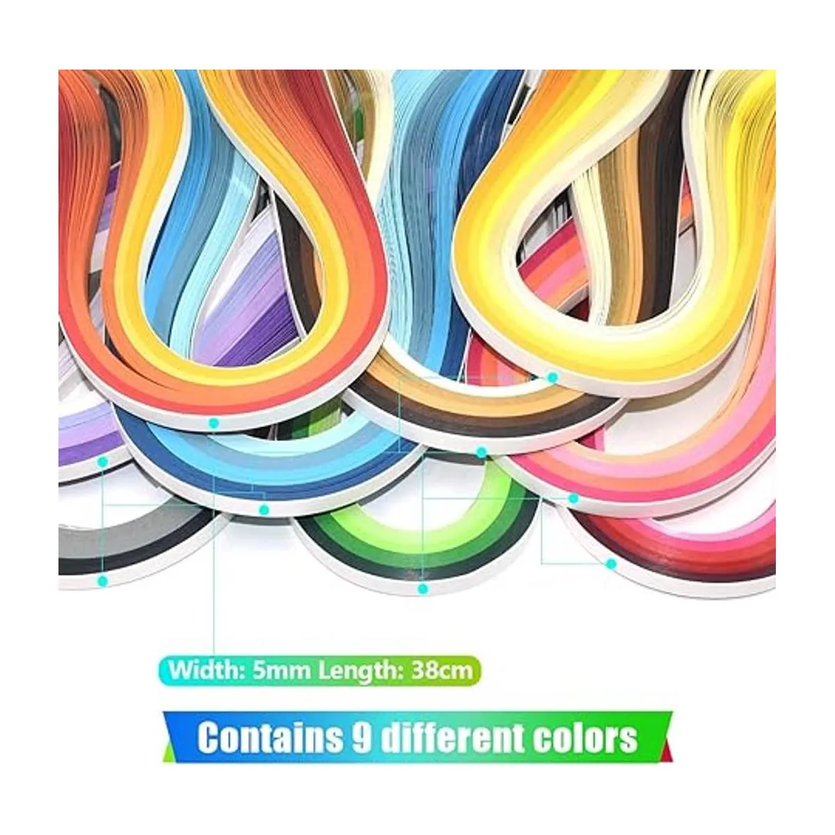 Juego de 900 tiras de papel de 9 colores para decorar_2