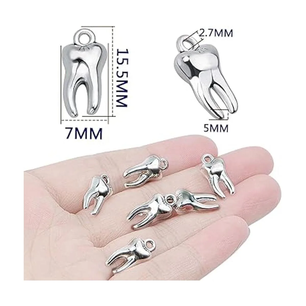 KMOSPAD 50 dijes colgantes de plata antigua de aleación de_3