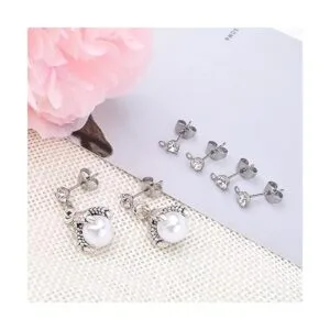 30 pendientes de acero inoxidable con diamantes de_5