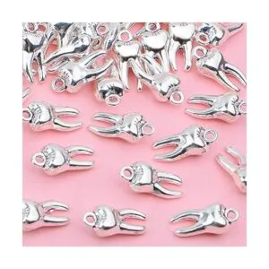 KMOSPAD 50 dijes colgantes de plata antigua de aleación de_4