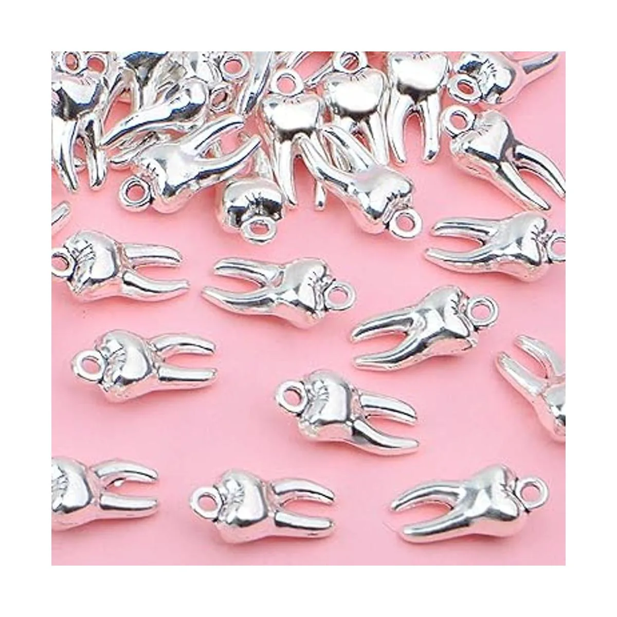 KMOSPAD 50 dijes colgantes de plata antigua de aleación de_4