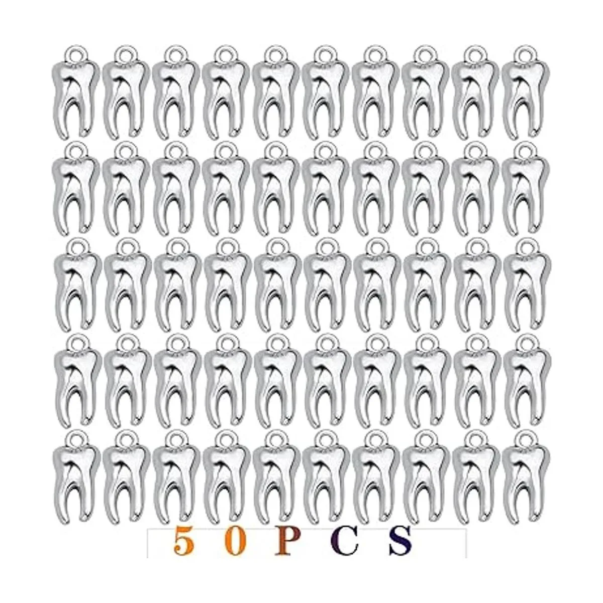 KMOSPAD 50 dijes colgantes de plata antigua de aleación de_2