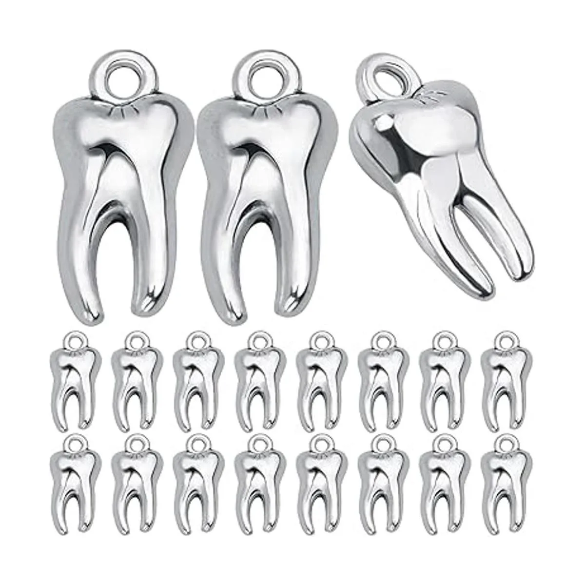 KMOSPAD 50 dijes colgantes de plata antigua de aleación de_1