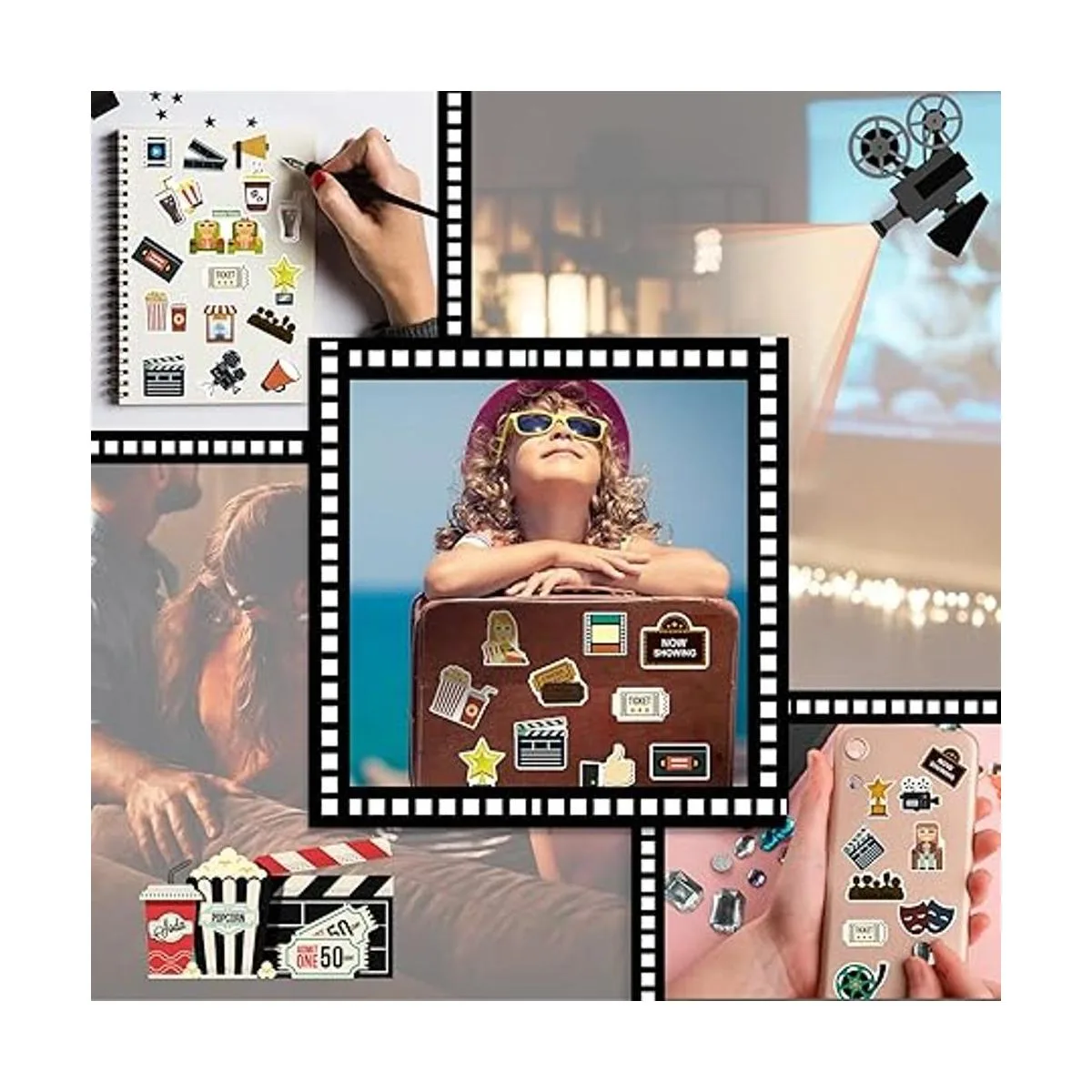 Paquete de 200 calcomanías de vinilo de noche de película_5