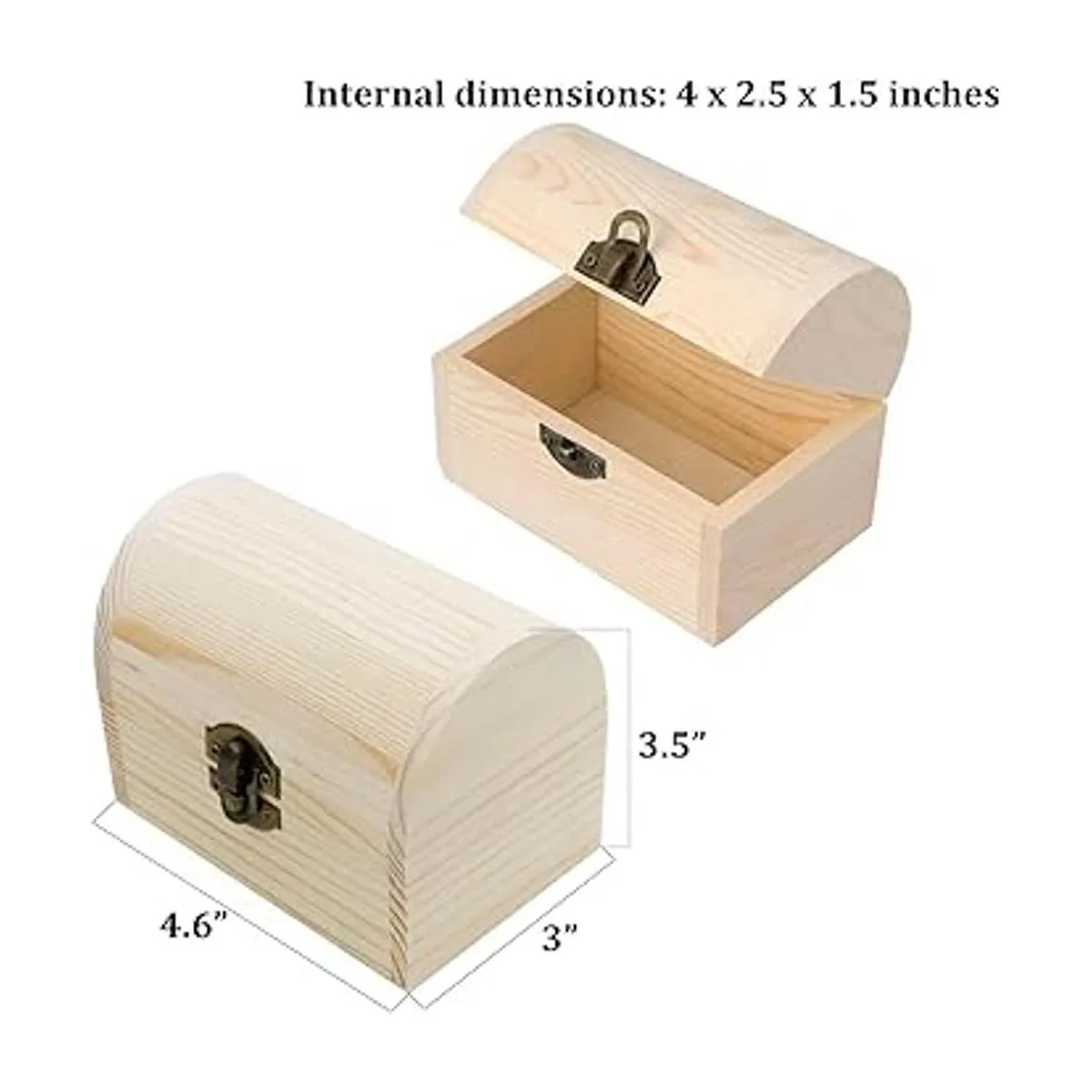 Hsiwto Caja de madera lisa sin acabar caja de joyería de_3