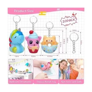 POKONBOY Paquete de 20 llaveros jumbo Squishies juguetes_3