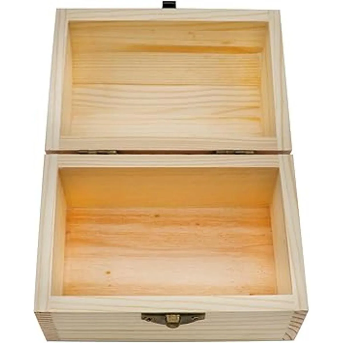 Hsiwto Caja de madera lisa sin acabar caja de joyería de_2