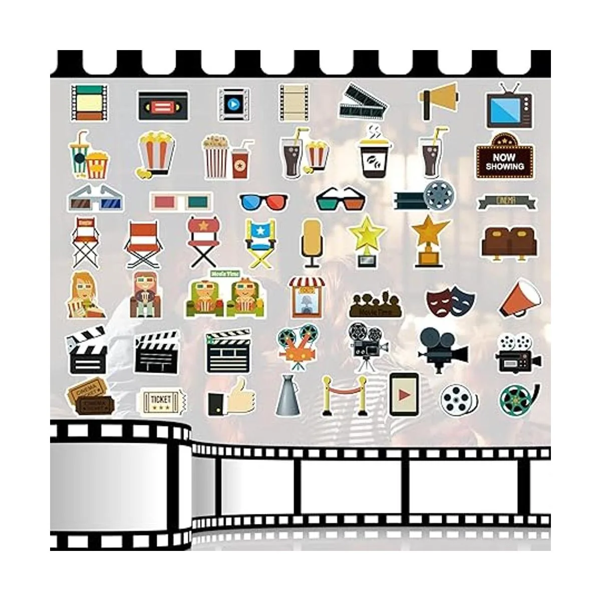 Paquete de 200 calcomanías de vinilo de noche de película_2