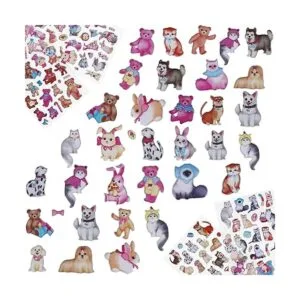 Paquete de calcomanías 3D para gatos y perros oso y_7