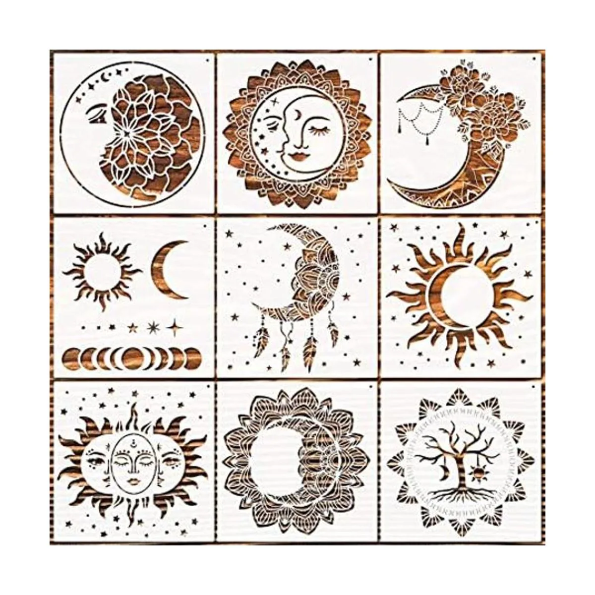 9 plantillas de mandala de sol y luna luna sol flor_1