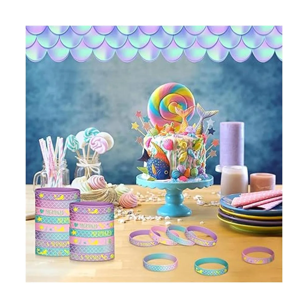 Paquete de 24 pulseras de silicona de sirena pulseras de_5