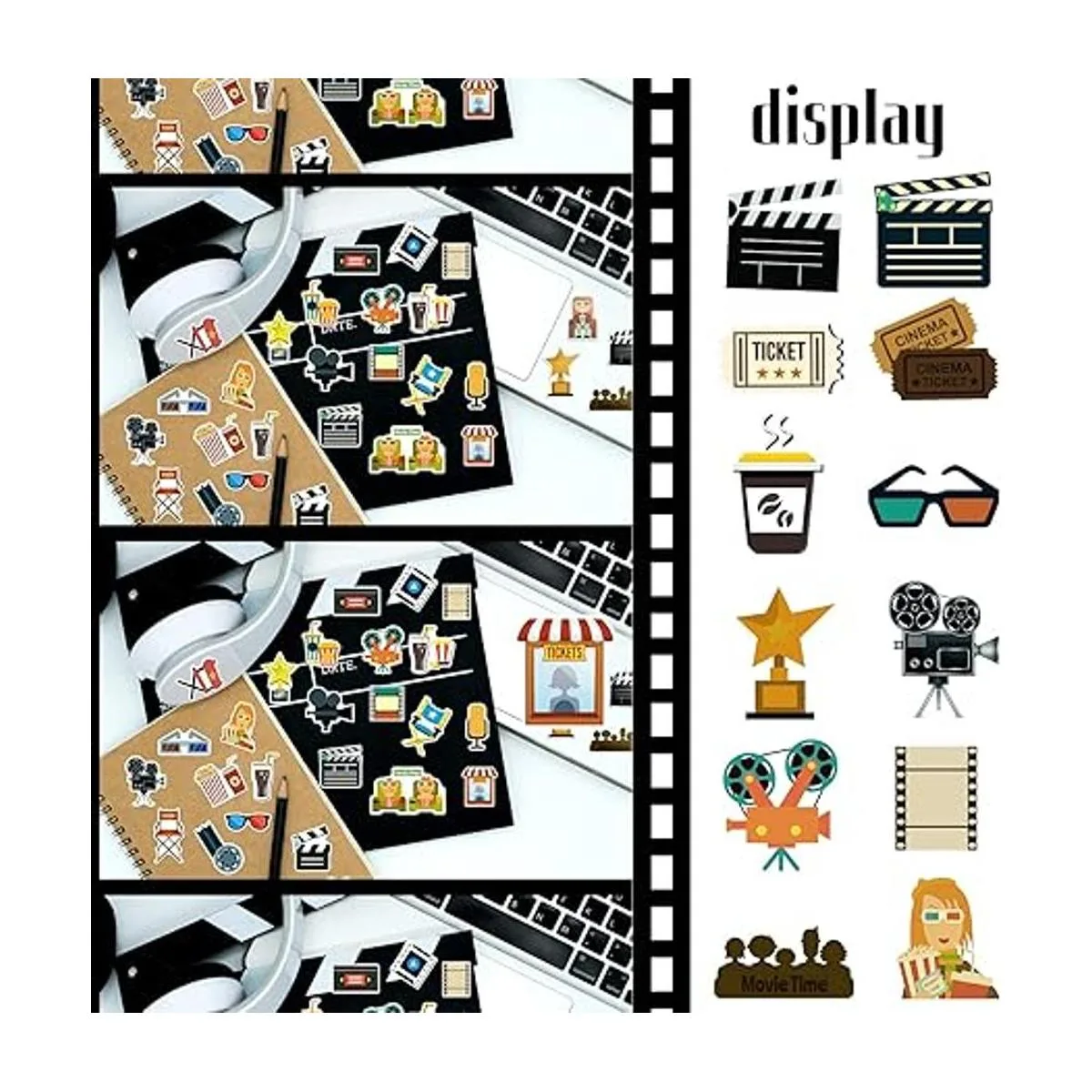 Paquete de 200 calcomanías de vinilo de noche de película_6