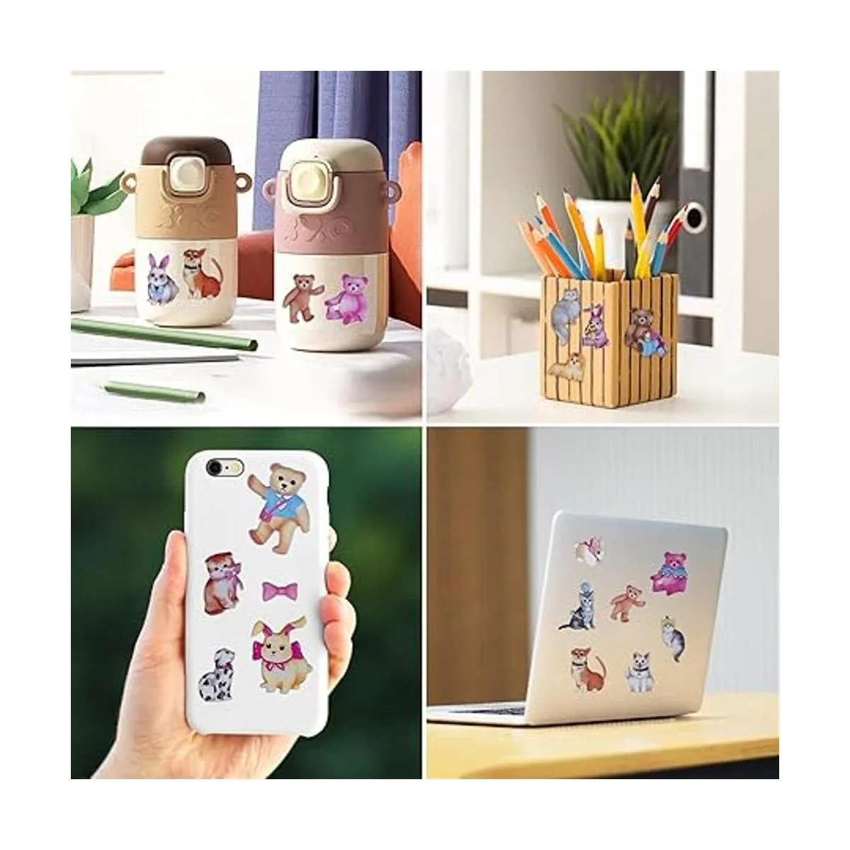 Paquete de calcomanías 3D para gatos y perros oso y_6