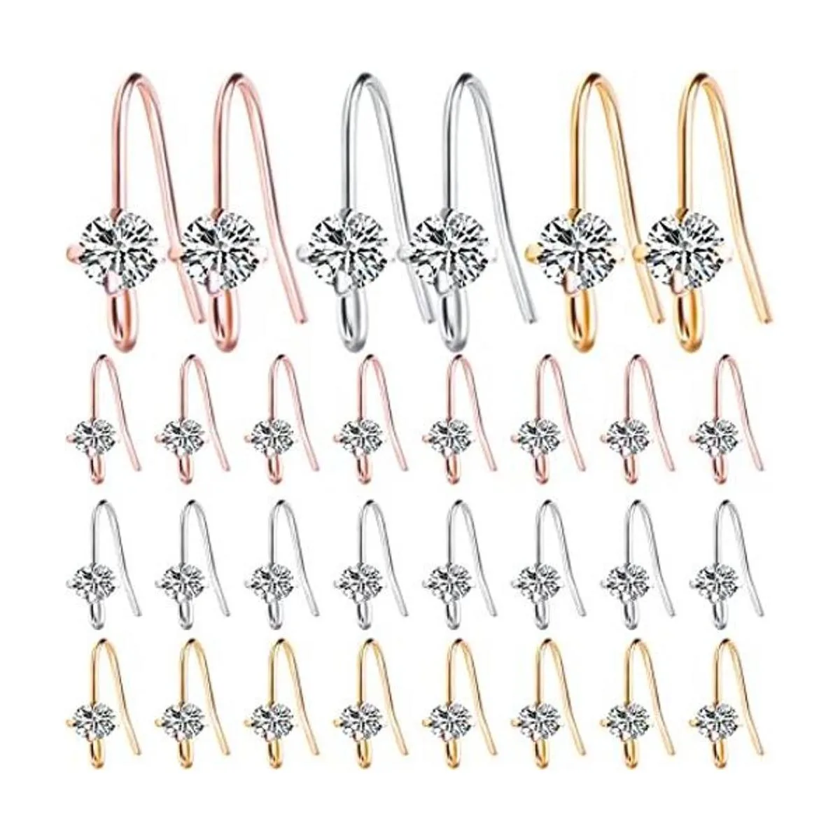 30pcs 3 colores diamantes franceses pendientes ganchos de_1