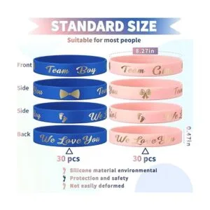 60 pulseras de revelación de género pulseras de silicona_2