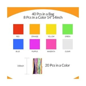 40 piezas de papel de celofán de color de 14 x 14_2