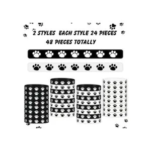 48 pulseras de goma con estampado de patas multicolor de_2