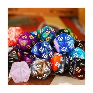 Juego de 25 dados poliédricos con bolsa negra para RPG MTG_3