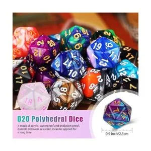 Juego de 25 dados poliédricos con bolsa negra para RPG MTG_4