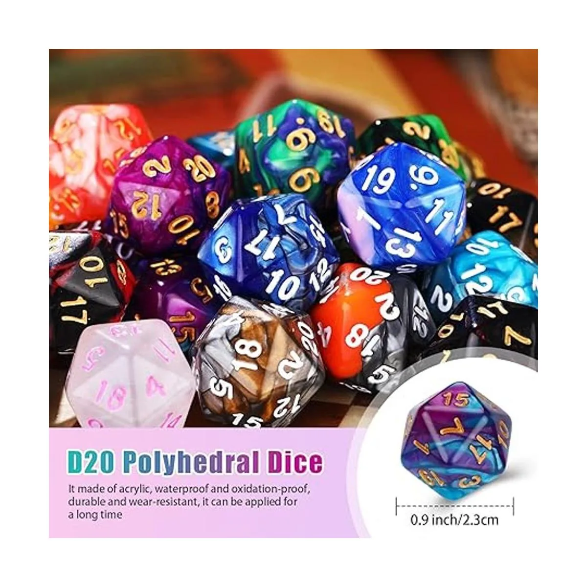 Juego de 25 dados poliédricos con bolsa negra para RPG MTG_4