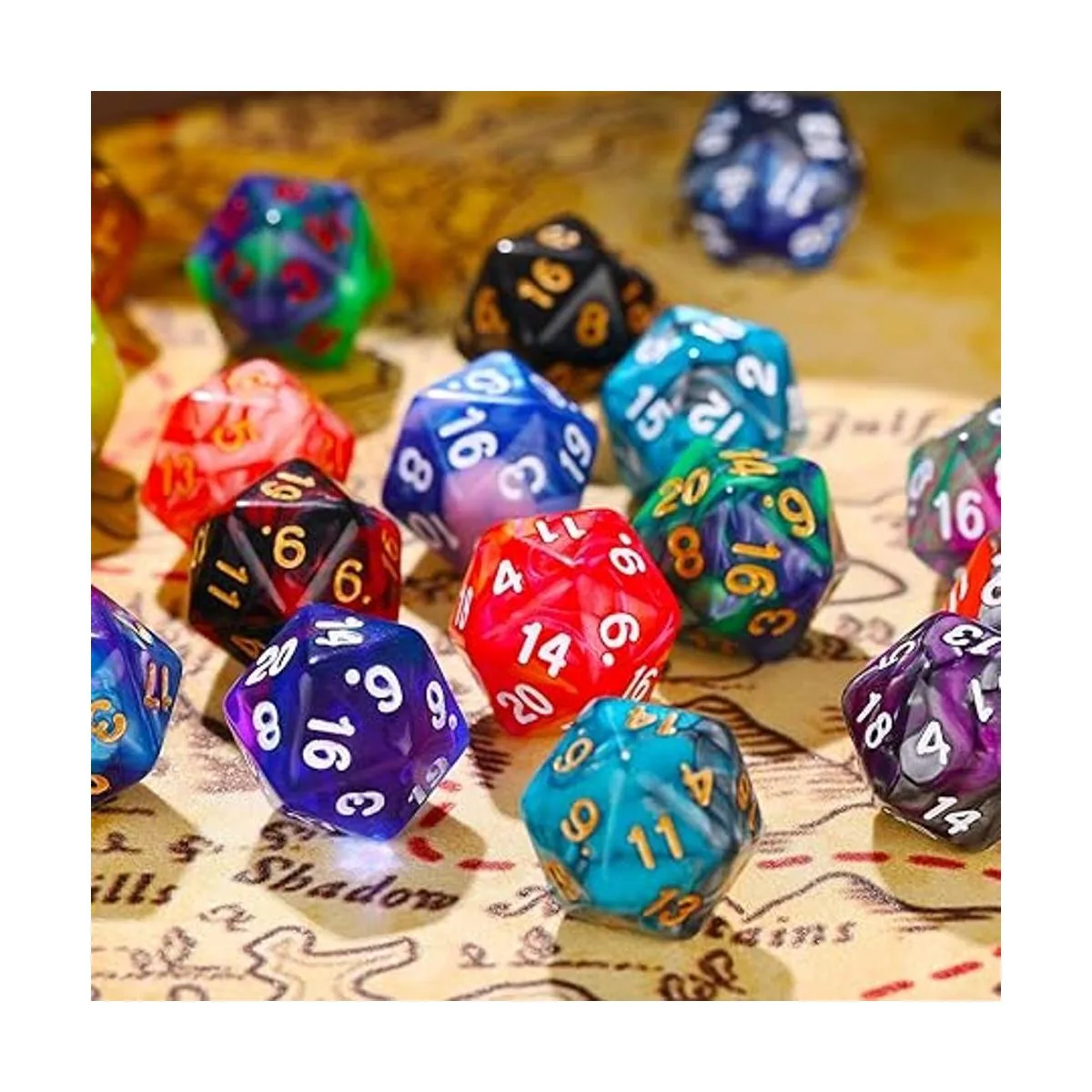 Juego de 25 dados poliédricos con bolsa negra para RPG MTG_2