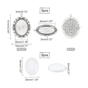 PH PandaHall Juego de 5 bandejas colgantes de plata_5