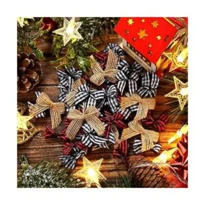 WHQXFDZ 60 lazos de arpillera para Navidad diseño de_6