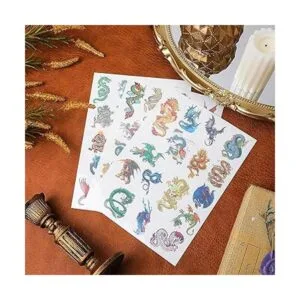 288 piezas de 18 hojas de calcomanías de dragón temporal_4