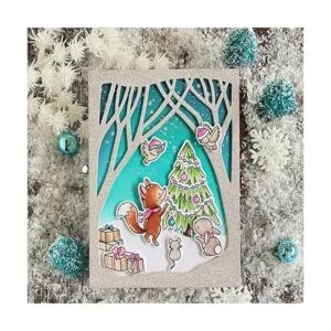Snowman Trees Frame Metal Die CutsSnowman Trees Cutting_5