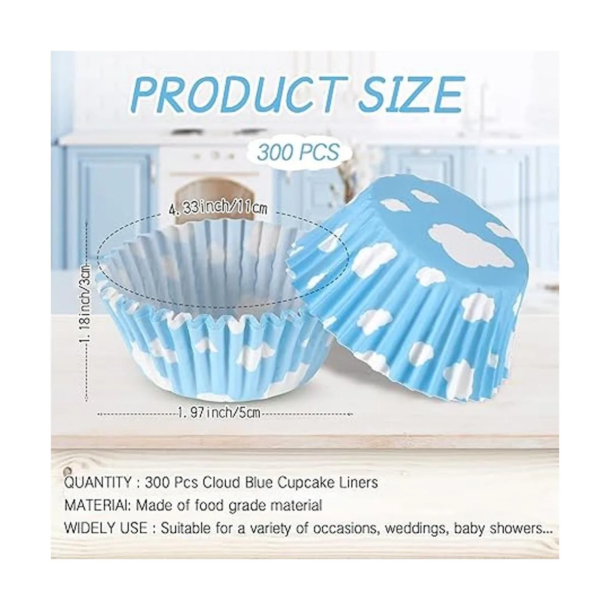 300 forros de magdalenas de color azul nube color blanco_2